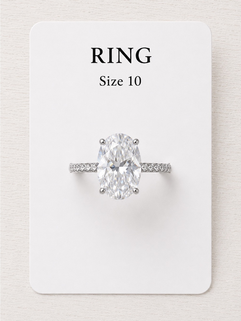 Oval Cubic Zirconia Pavé Ring in Silver - Size 10